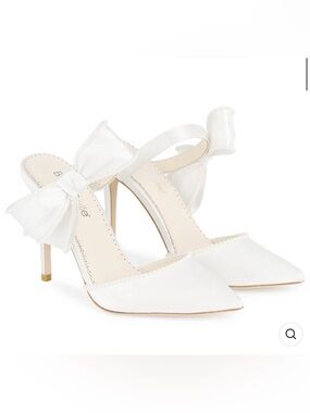 Ivory Wedding Mules with Pearl Lined Bows